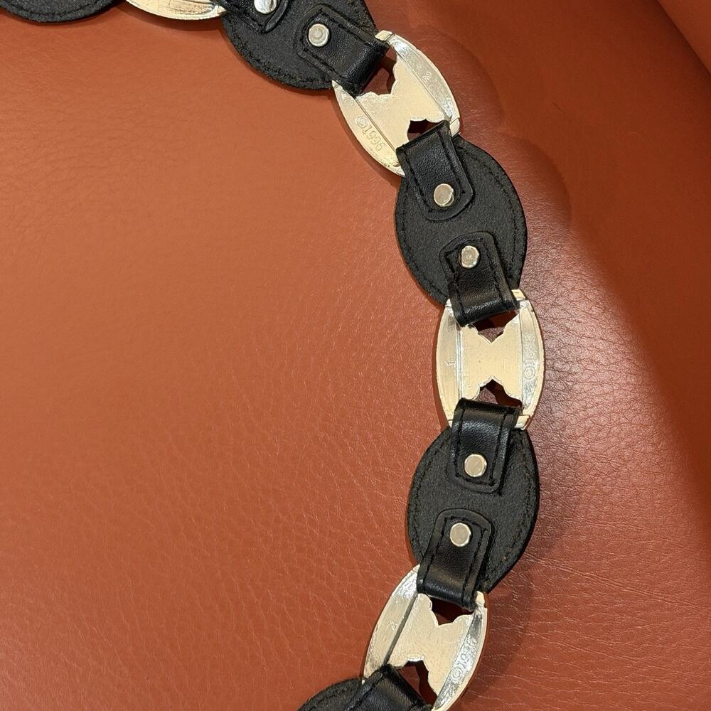 VINTAGE Tony Lama Western Concho Belt Sz 36 Black Leather Silver Tone USA 5293L - Picture 15 of 16